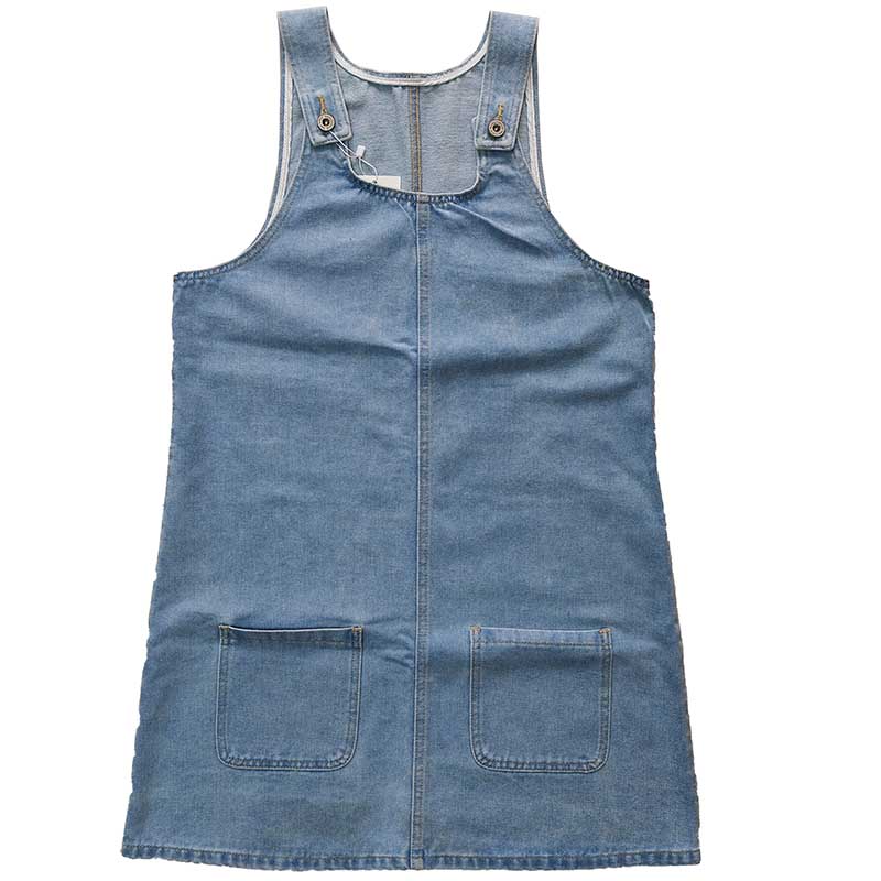 Overall Dress Women Denim Dress Denim Overall Round Neck Skirtall Jean Dress Jumper Dress Pinafore