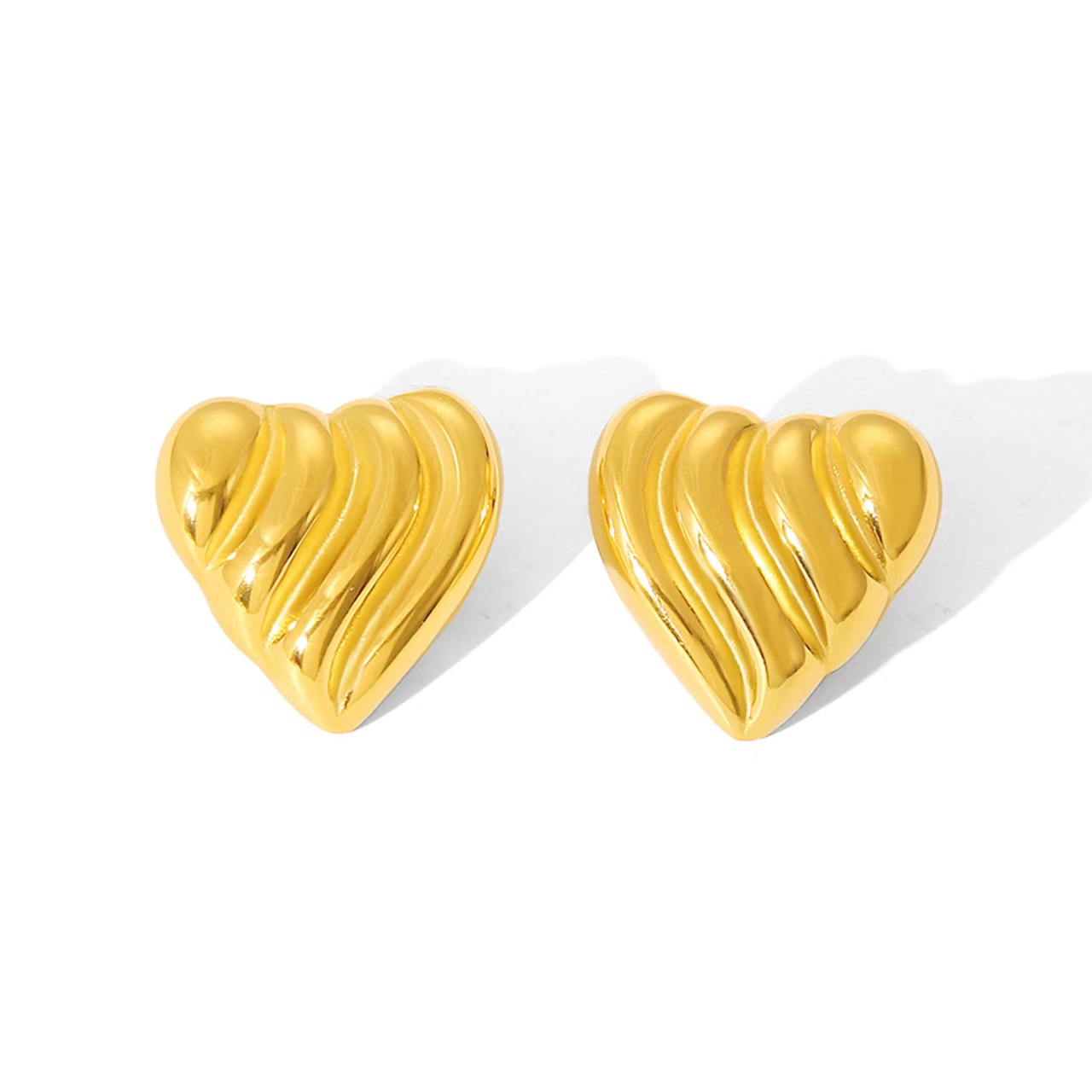 New European and American stainless steel fashionable and simple heart-shaped threaded earrings