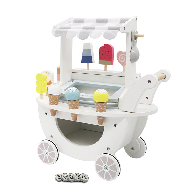 Kids ice cream shop toy wooden push walker toy