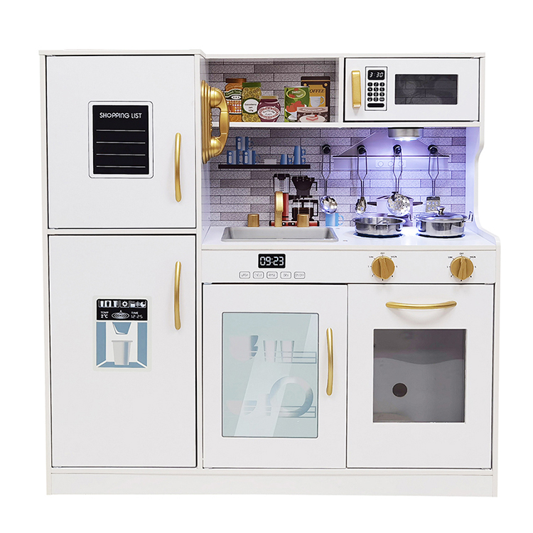 Wooden toy kitchen with led light