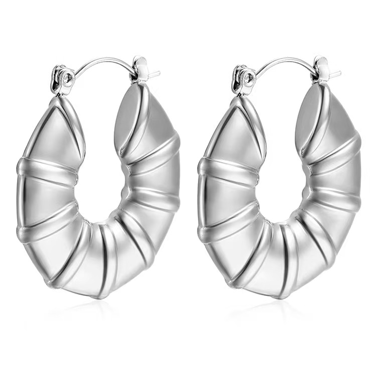 Cross border circular stainless steel hollow earrings from Europe and America