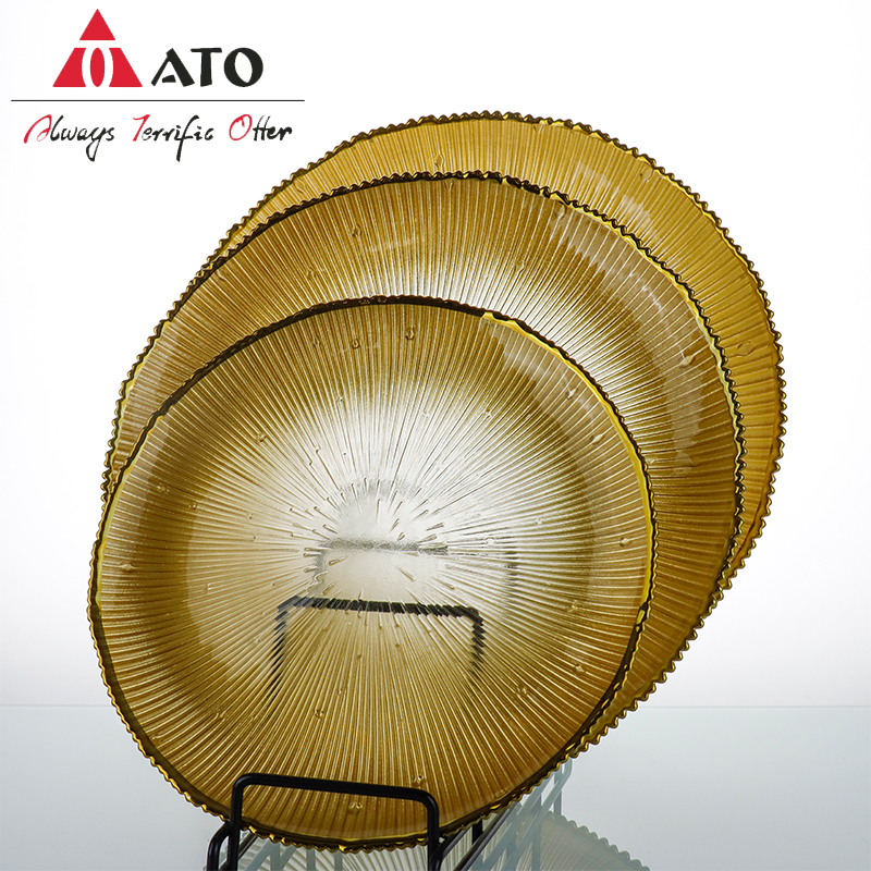 Dinnerware Plate Glass Nordic pattern glass plates for Home Restaurant