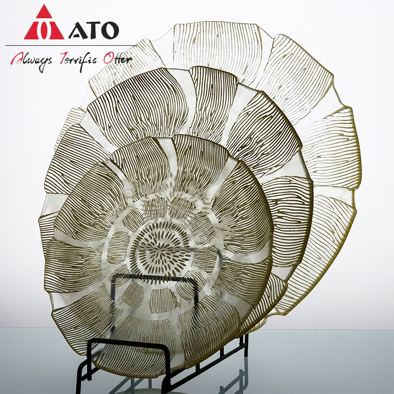 Dinnerware Plate Glass Nordic pattern glass plates for Home Restaurant