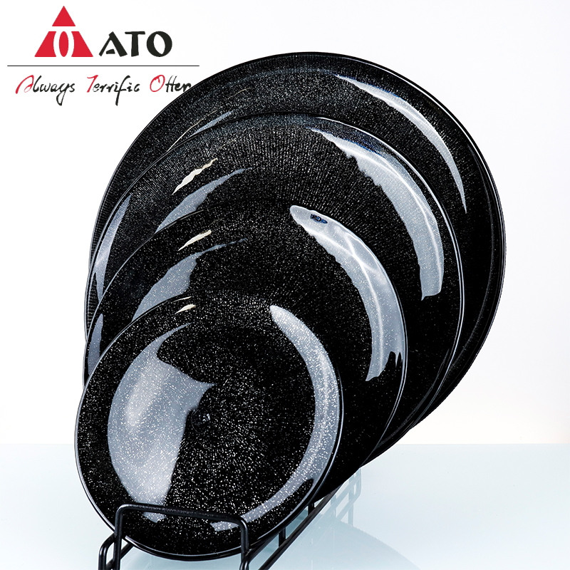 Dinnerware Plate Glass Nordic pattern glass plates for Home Restaurant