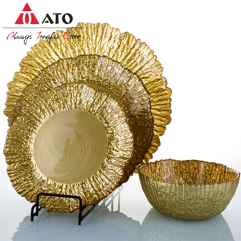 Dinnerware Plate Glass Nordic pattern glass plates for Home Restaurant