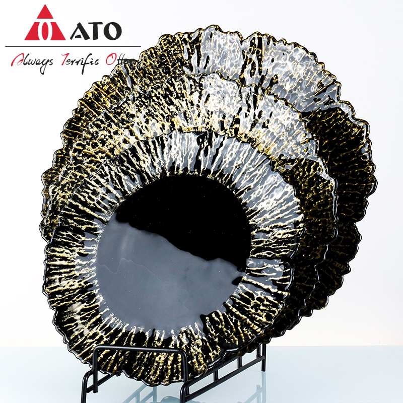 Dinnerware Plate Glass Nordic pattern glass plates for Home Restaurant
