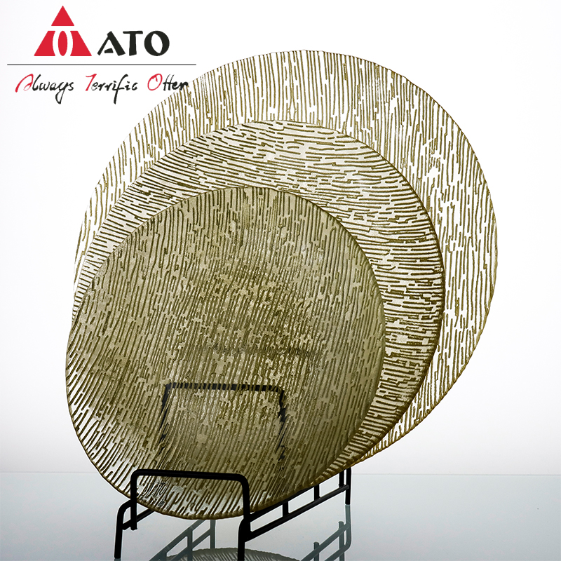 Dinnerware Plate Glass Nordic pattern glass plates for Home Restaurant