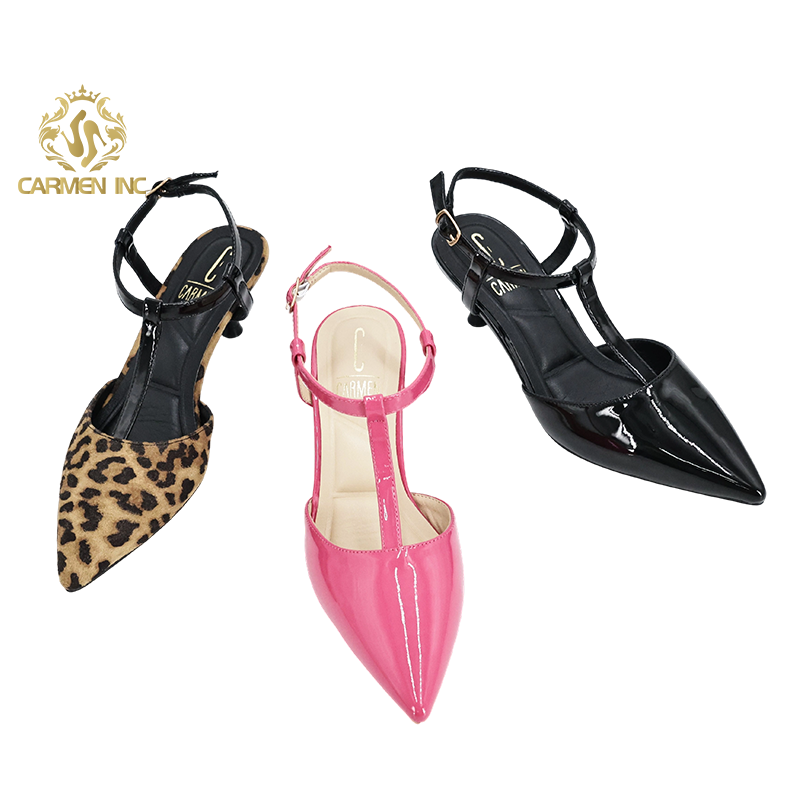 Factory Price Glamorous Pointed Toe Thin Heel Shoes Back Strap Sexy Leopard Print Shoes for Women