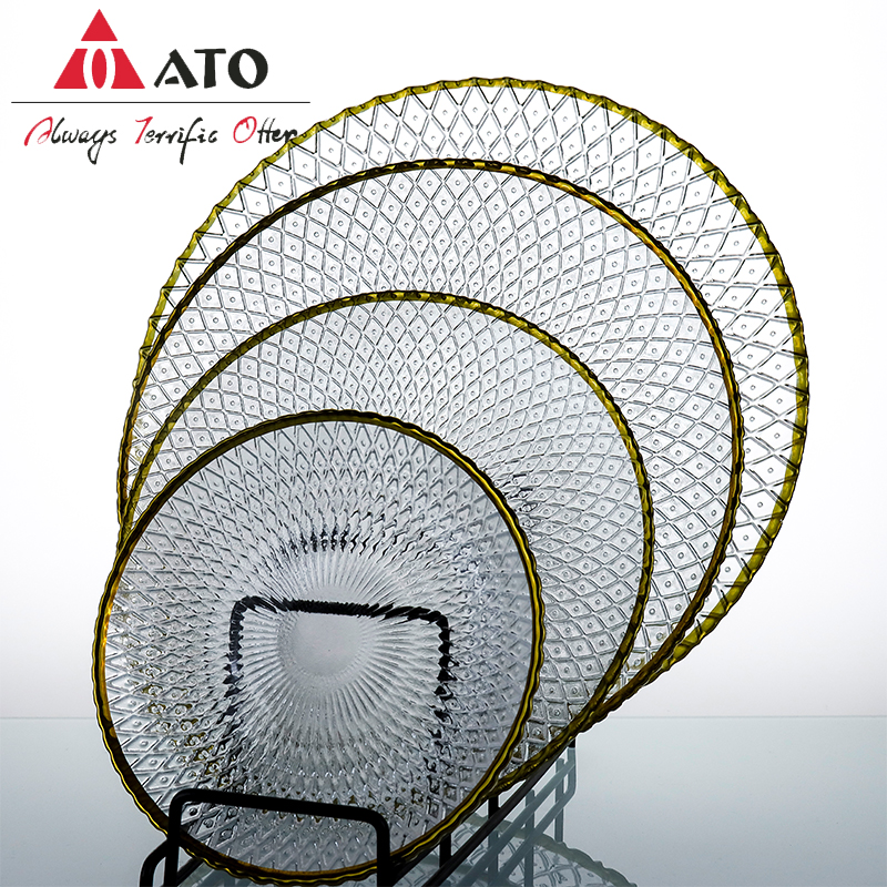 Dinnerware Plate Glass Nordic pattern glass plates for Home Restaurant