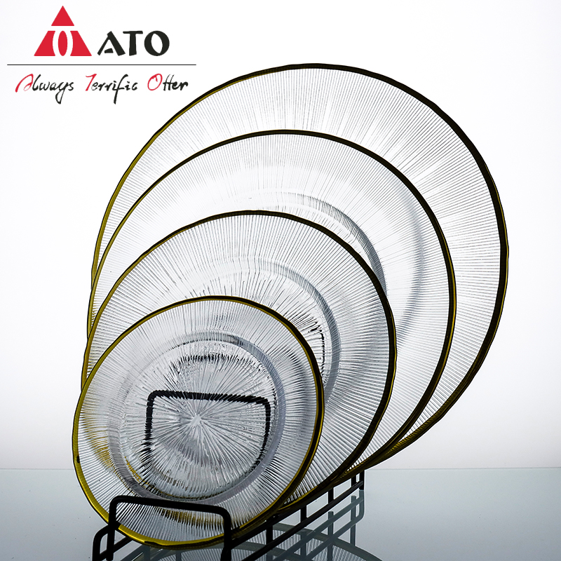 Dinnerware Plate Glass Nordic pattern glass plates for Home Restaurant