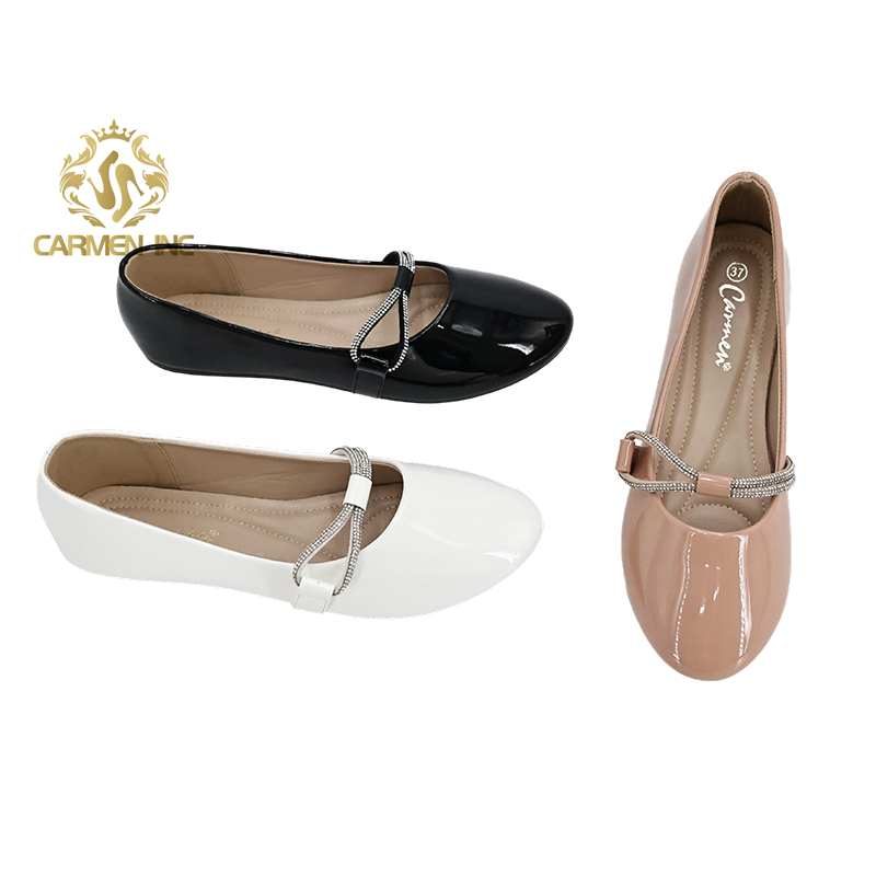 Factory Customized Shiny Surface Women's Summer New Style Shoes Elegant Casual Round Toe Flat Shoes