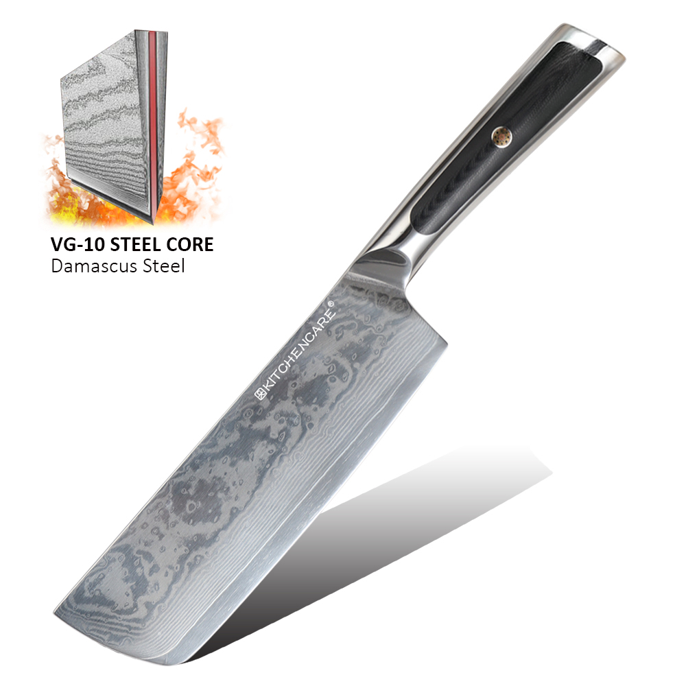 Hip-home Damascus steel kitchen knife professional g10 handle cleaver