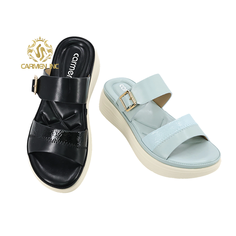 Fashion Upper Strap Design Ladies Super Soft Sole Slippers Summer Lightweight Flat Sandals PU