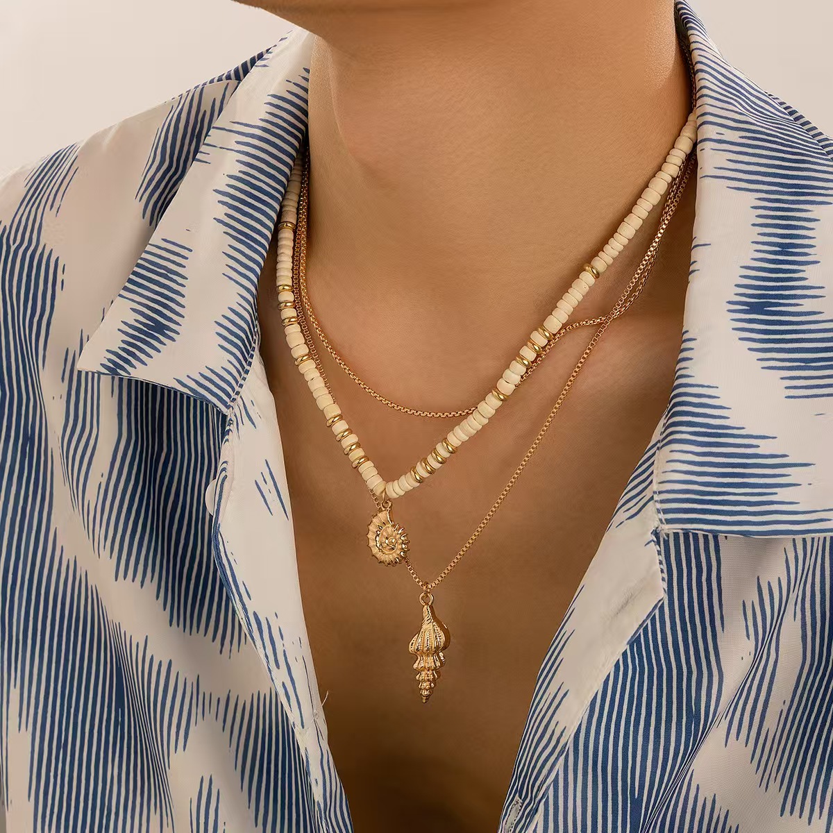 Cross border men's beach style coconut shell conch necklace from Europe and America