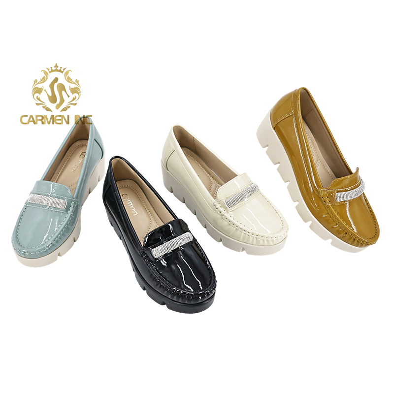 Custom Hot Sale Shiny Ladies Thick Sole Shoes Women Waterproof Flats Fashion Diamond Chain Design