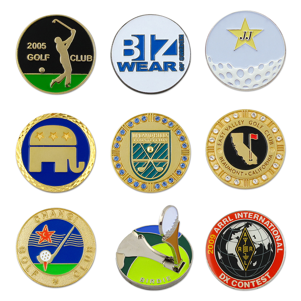 Enamel Golf Ball Marker Custom Design High Quality Embossed Ball Marker