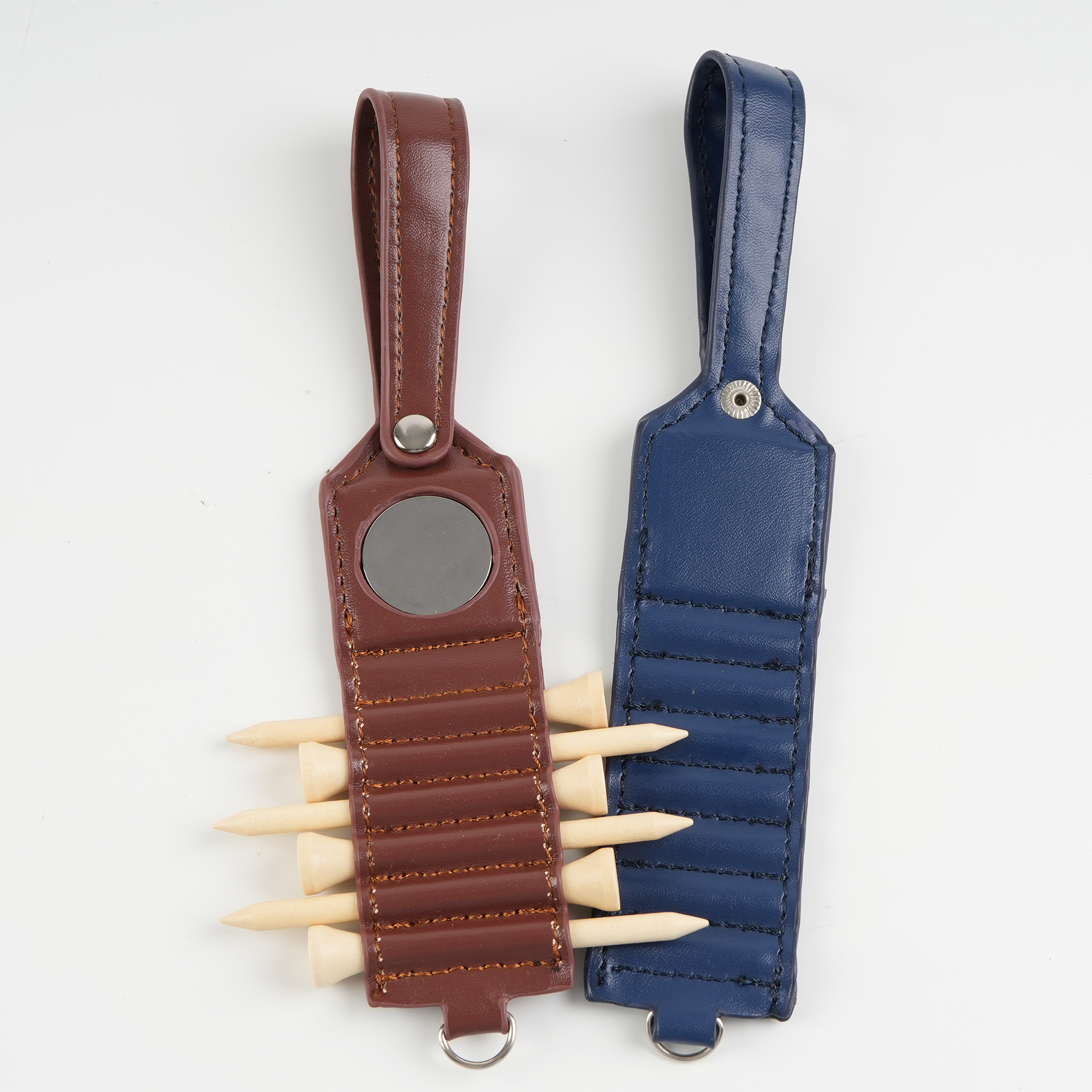 Leather Golf Tee Holder With A Custom Ball Marker