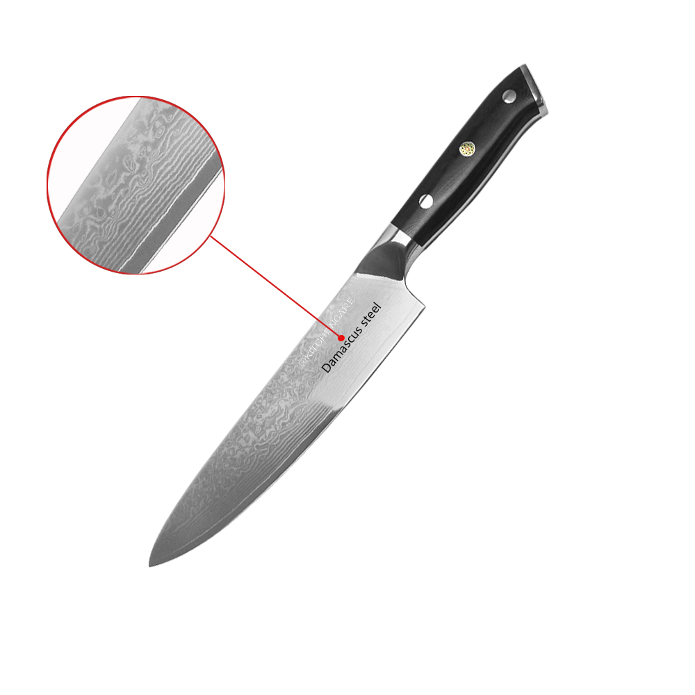 Hip-home Damascus steel kitchen knife professional g10 handle 8inch chef knife
