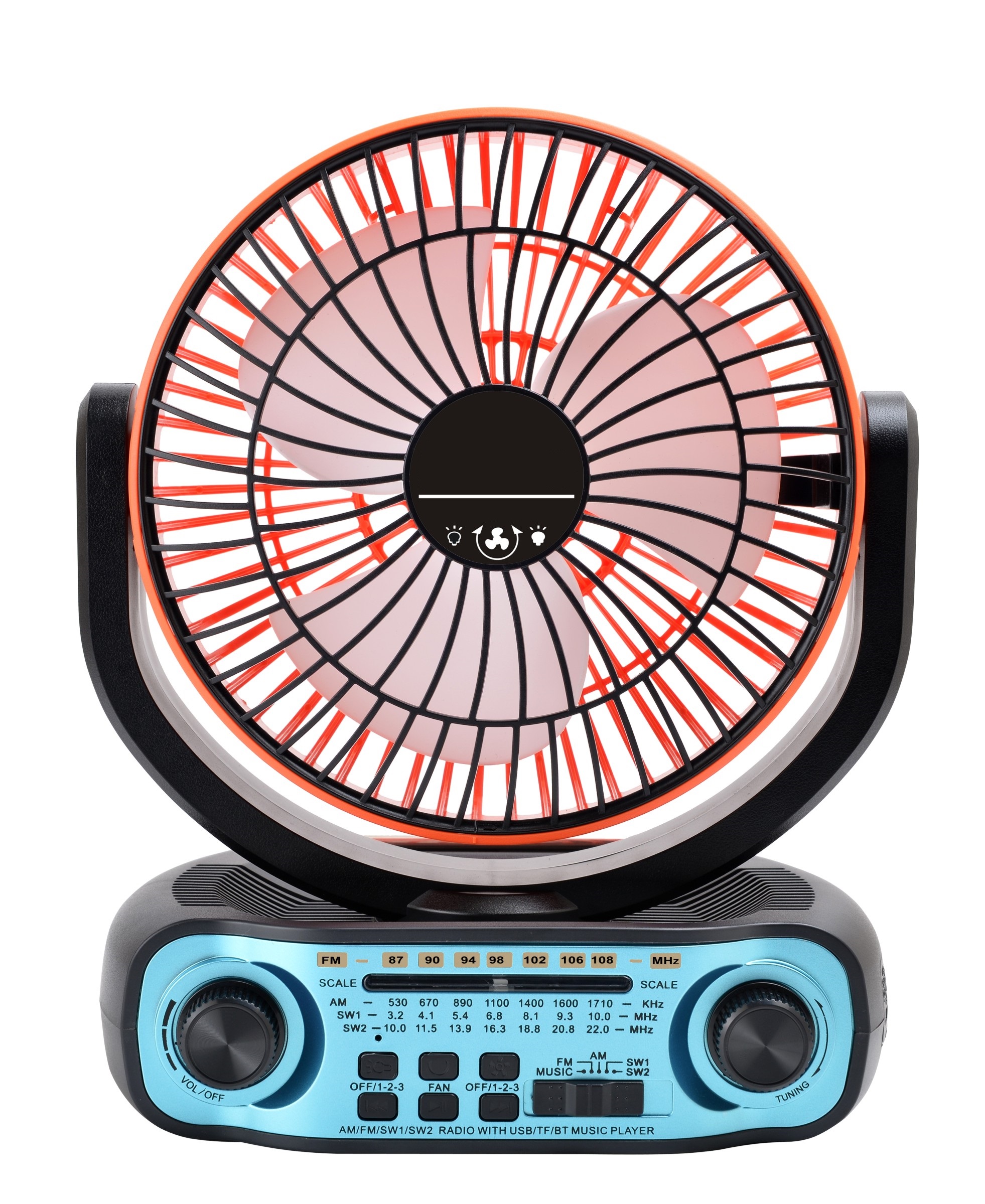 Wholesale Outdoor Solar Powered Fan with Multi Band Radio Battery Operated Rechargeable Fan