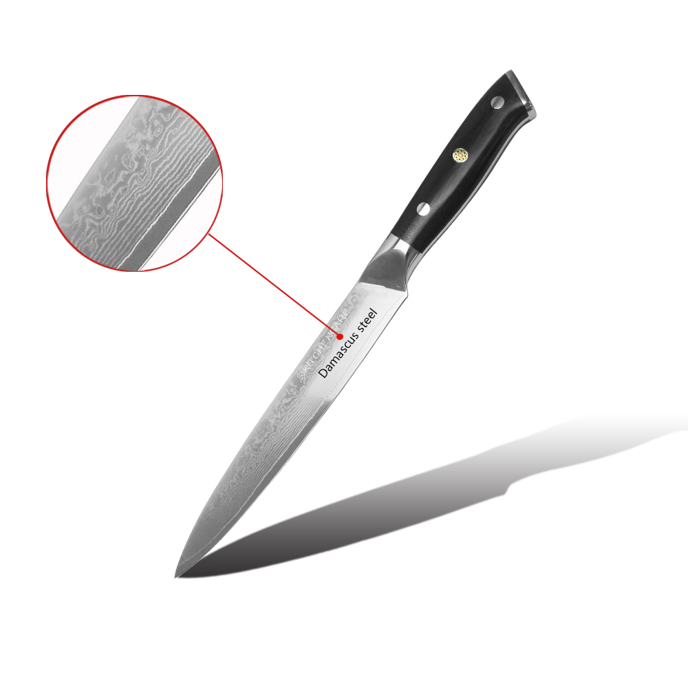 Hip-home Damascus steel kitchen knife professional g10 handle 8inch slicing knife