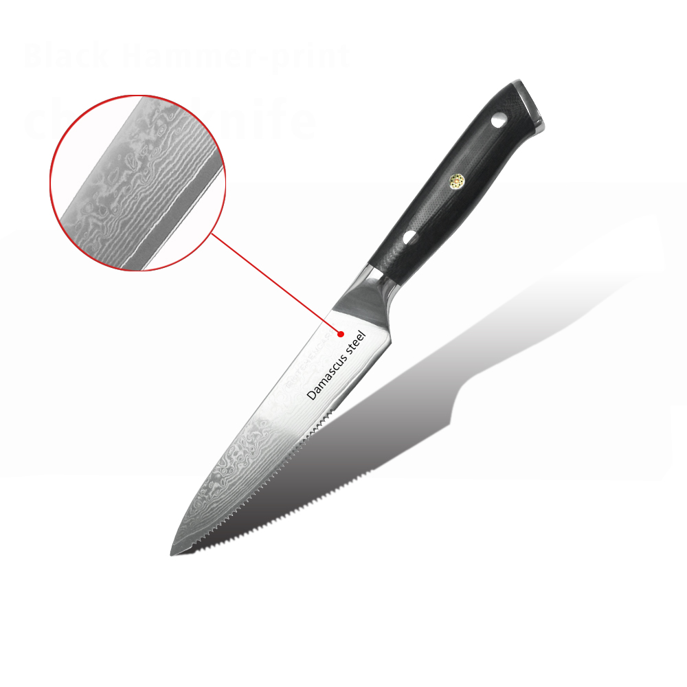 Hip-home Damascus steel kitchen knife professional g10 handle steak knife