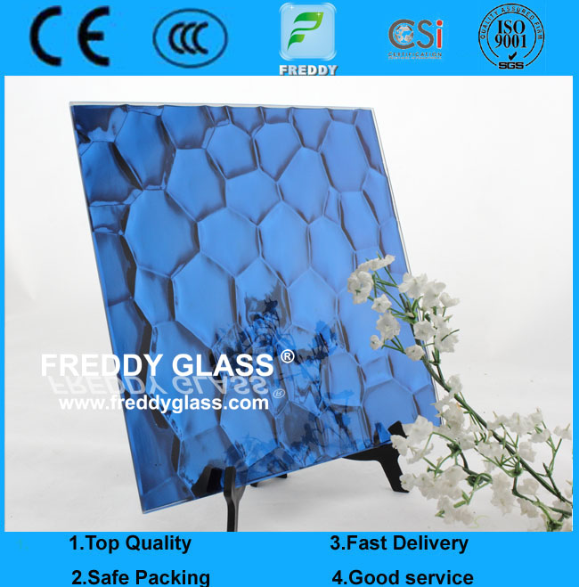 Blue watercube pattern glass