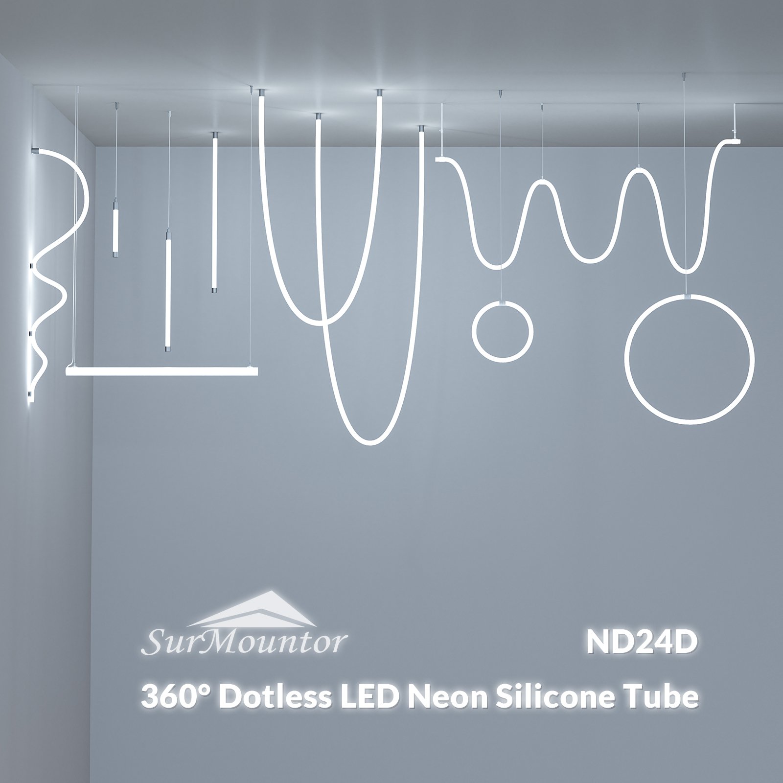 ND24D dotless Neon Light, 360 degree lighting, homogenous lighting effect.