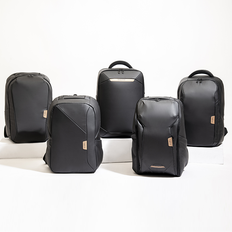 Black Leather Backpack Large Capacity Business Travel Bag Simple Laptop Backpack Series
