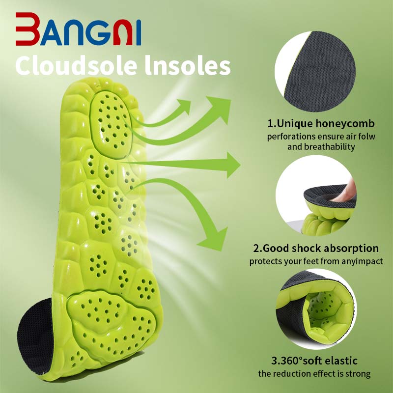 3angni running fitness hiking high elasticity, shock absorption PU sports comfortable insole