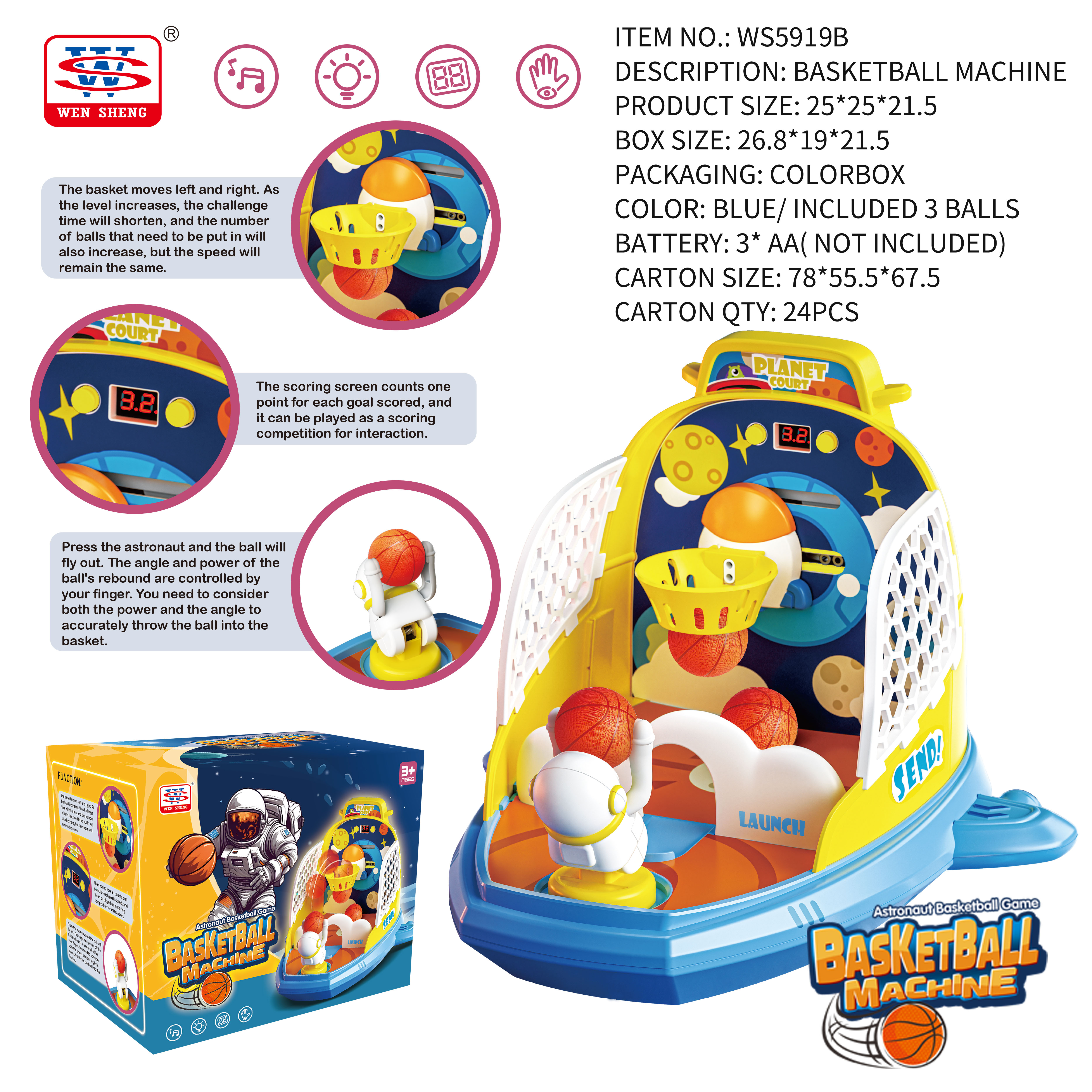 Basketball machine toy