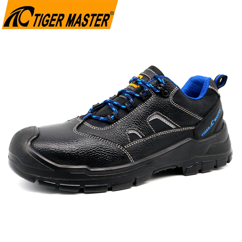 Black Leather Steel Toe Low Cut Safety Shoes