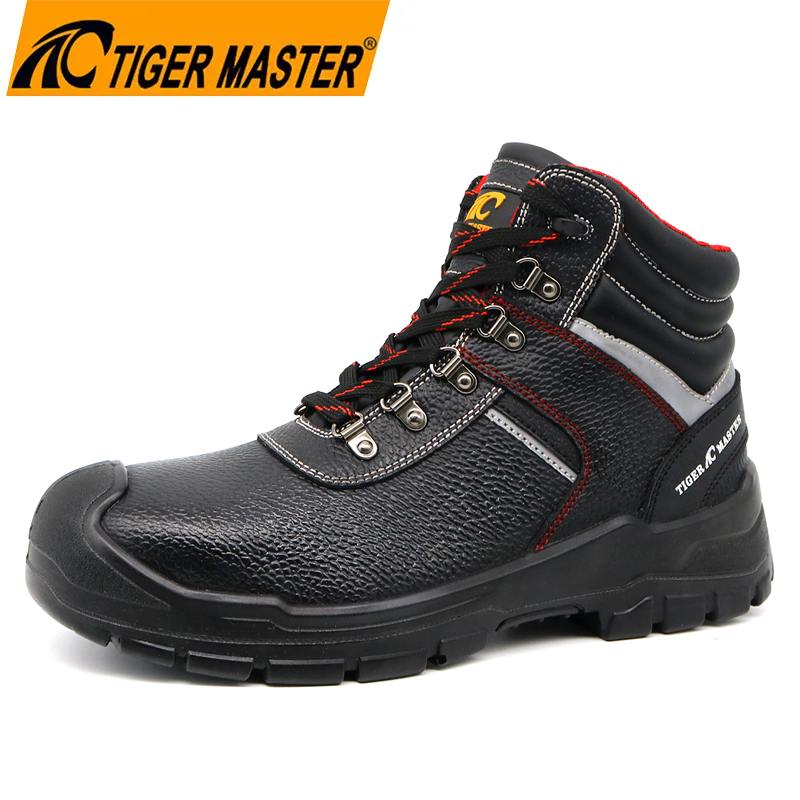 Black Leather Steel Toe Steel Plate Safety Shoes