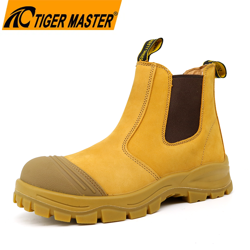Yellow Nubuck Leather PU Rubber Sole Safety Shoes