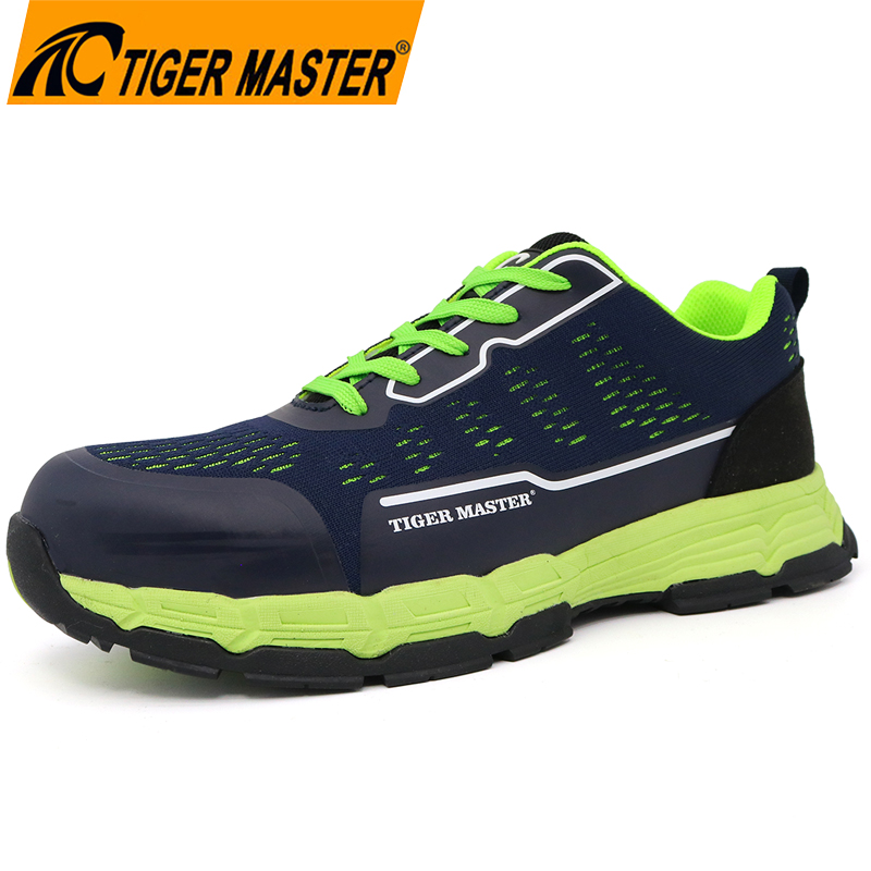 Black Rubber Outsole Fiberglass Toe Sport Safety Shoes