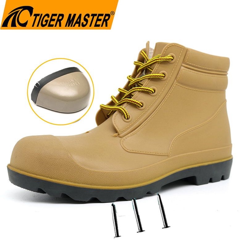 Lace-up PVC Safety Shoes With Steel Toe Cap