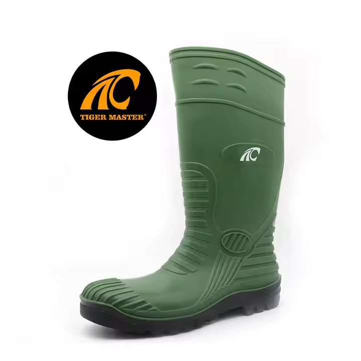 Waterproof Steel Toe Green Pvc Safety Rain Boots
