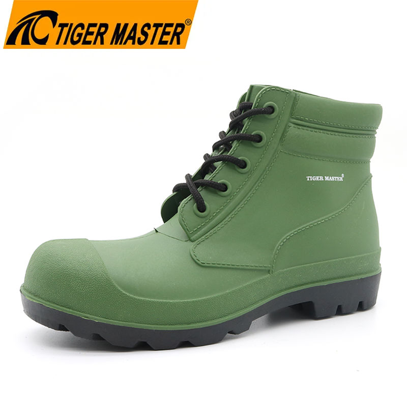 Green Mid Cut Waterproof PVC Safety Rain Boots