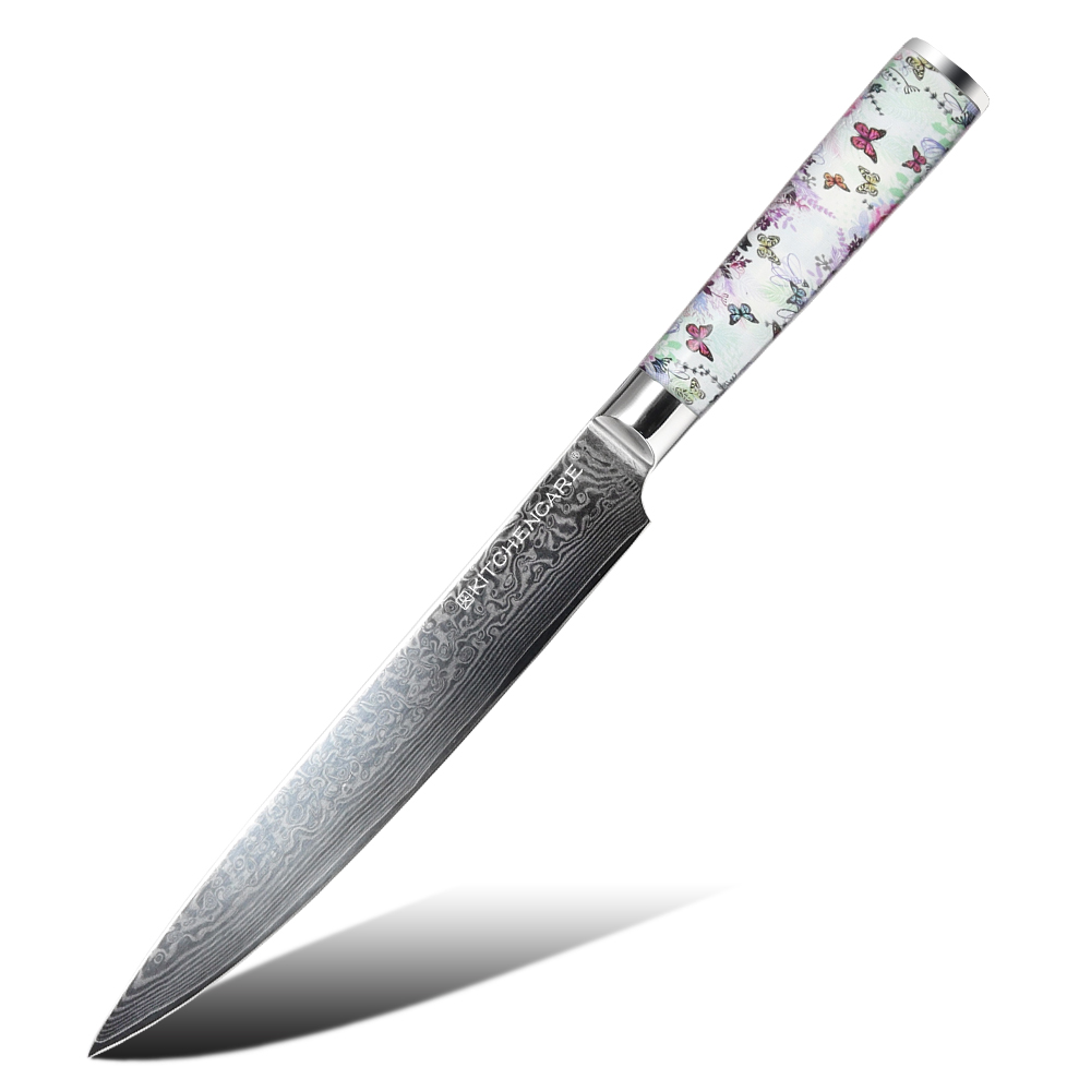 Hip-home Damascus steel kitchen knife professional acrylic handle slicing knife