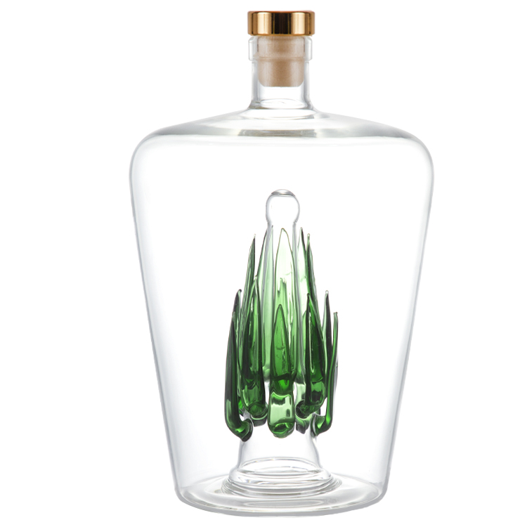 Glass tequila liquor bottle