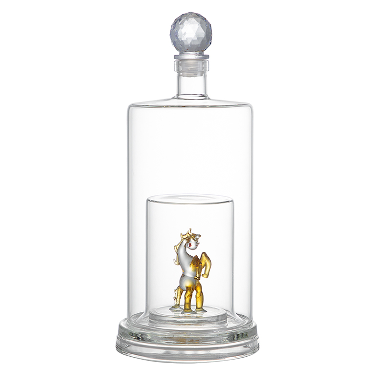 Glass tequila liquor bottle