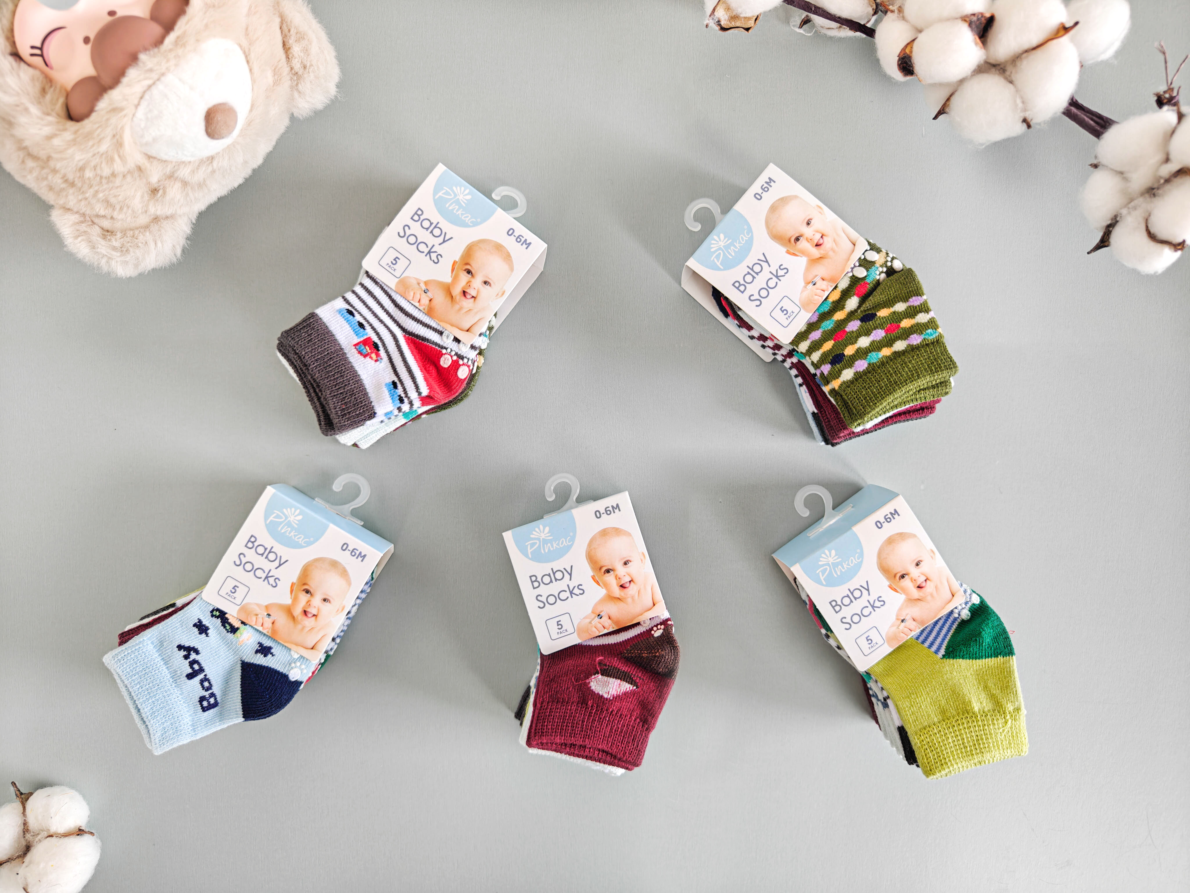 5 Pairs Of Sets Baby Socks Non Skid Soles For Infants Toddlers Kids Boys Girls