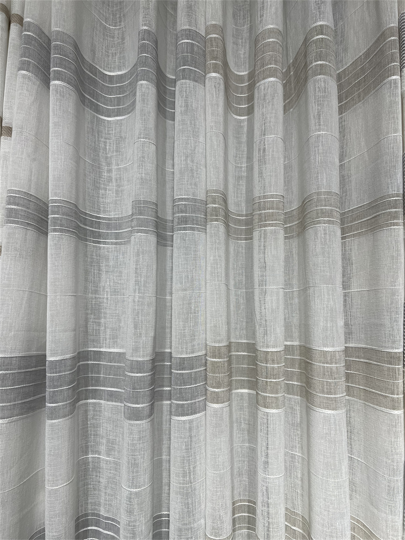 Popular stripe polyester faux linen curtain