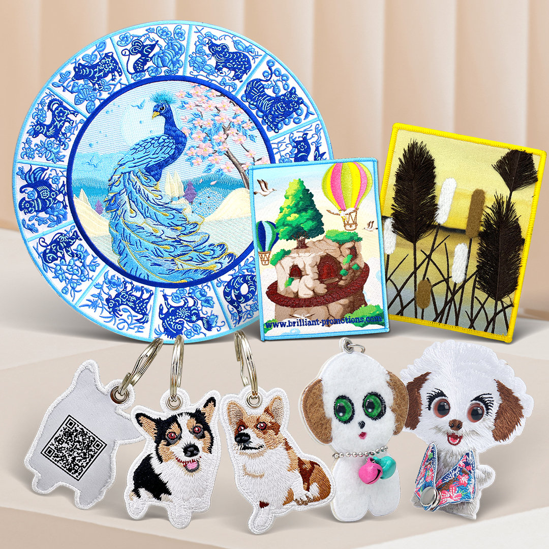 Fashion Embroidered Keychains Earrings and Clothing Patches Custom Designs