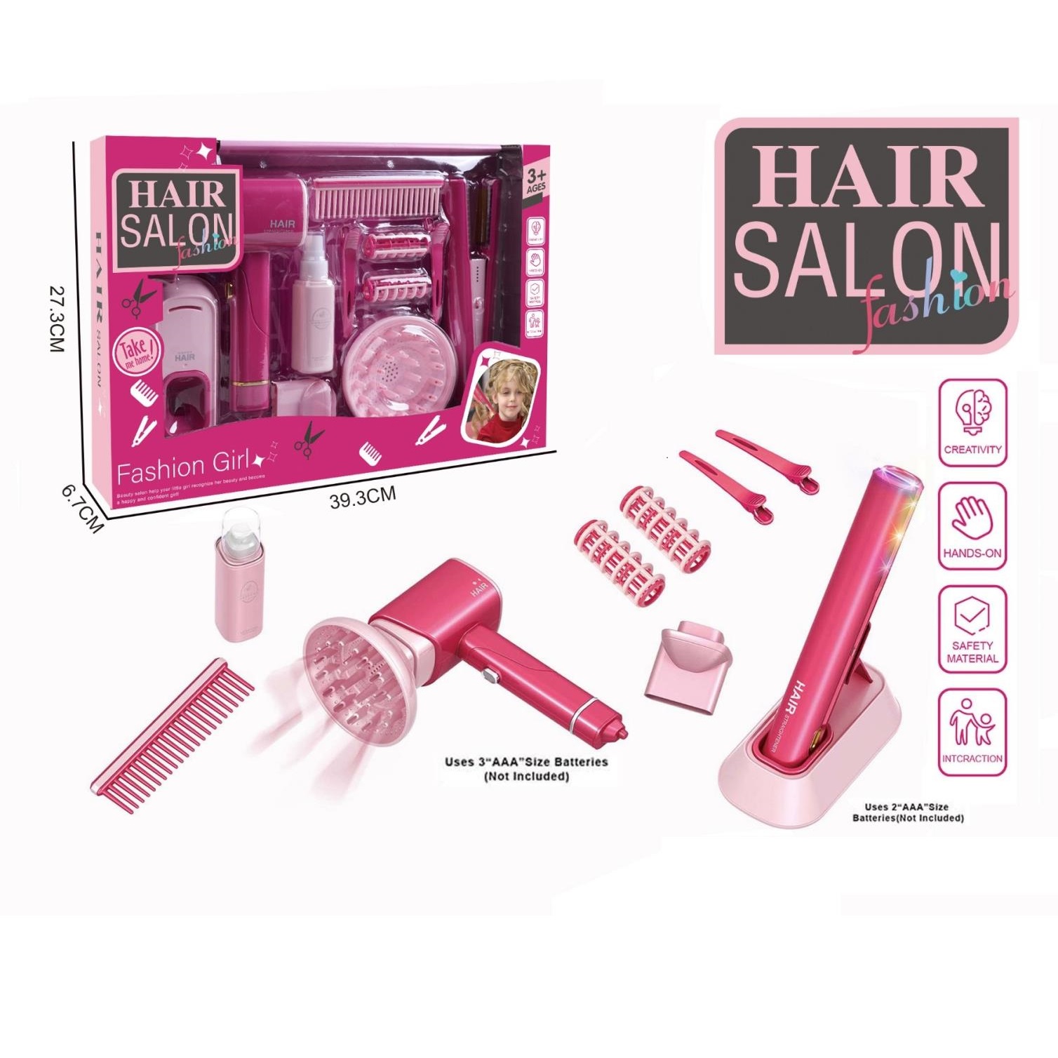 Electric simulation hair care set (12-piece set with hair dryer and straightening stick)