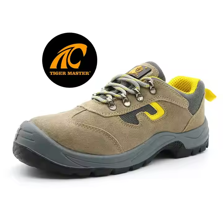 Suede leather PU outsole anti puncture sport safety shoes steel toe