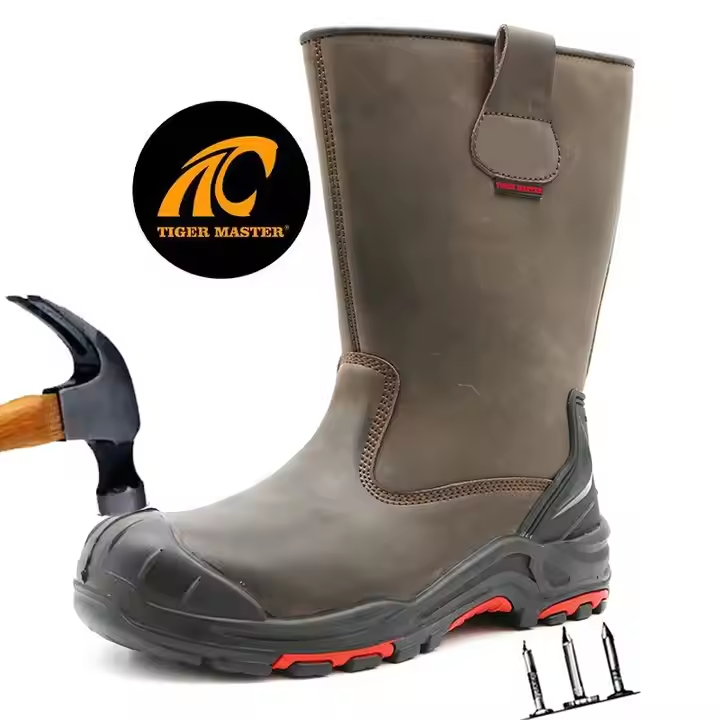 High qualities oil acid proof rubber sole composite toe anti puncture high rigger boots