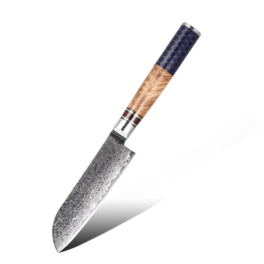 Hip-home Damascus steel kitchen knife professional damask 5inch santoku knife
