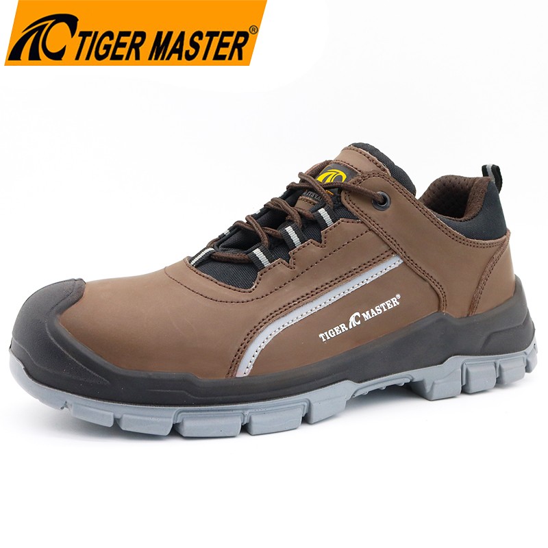Steel Toe Cap Anti Puncture Brown Cow Leather Security Shoes