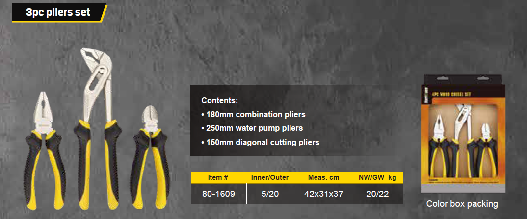 3pc pliers set