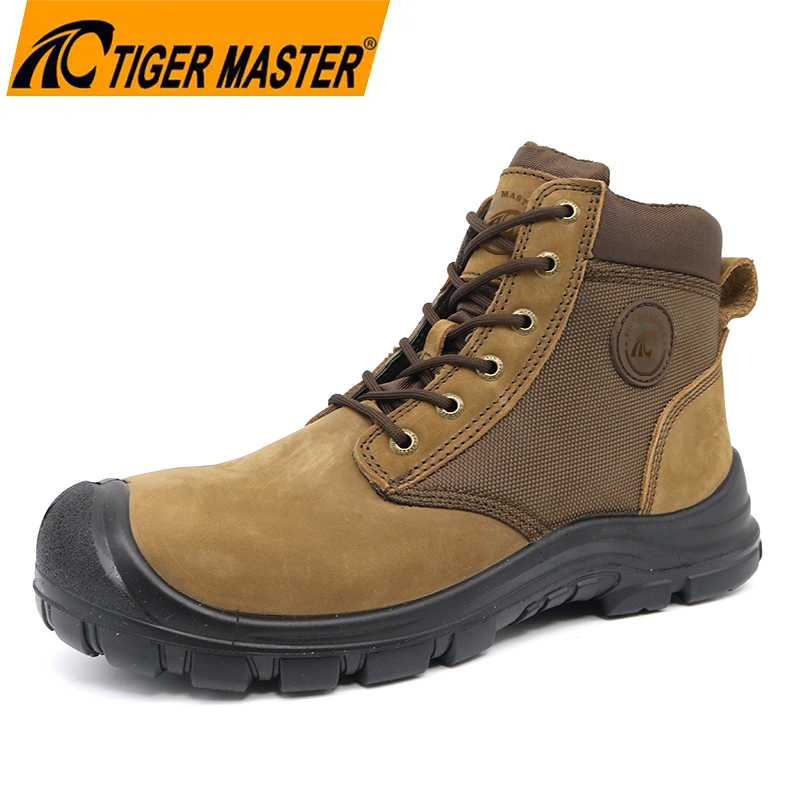 Nubuck Leather Anti Slip Industrial Labor Safety Shoes Men